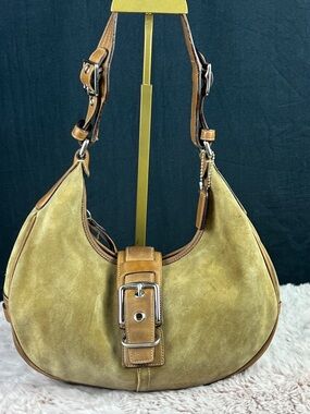 Coach  SOHO Vintage 7559 Suede Hobo Bag Tan Brown Leather Y2K Shoulder Bag GUC